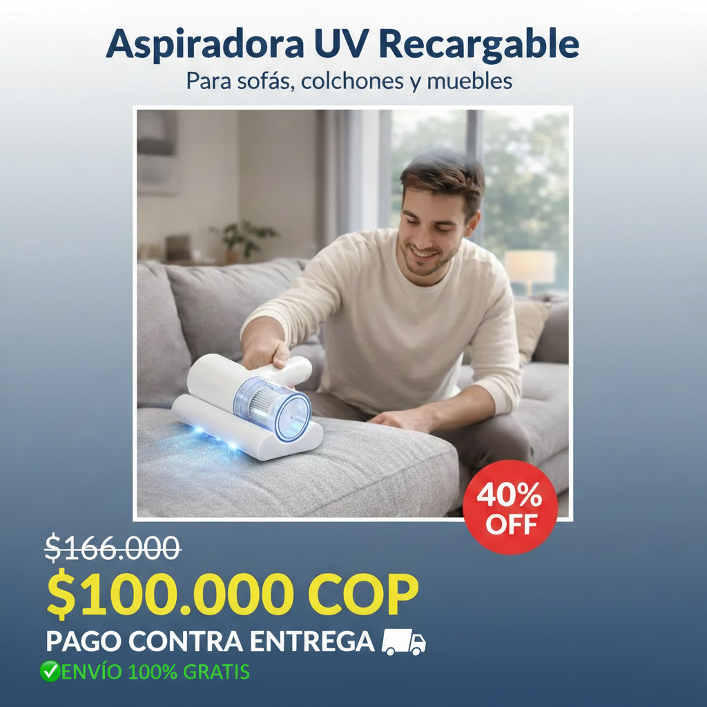 Aspiradora UV Recargable para Colchones y Sofás - 40% OFF ✨